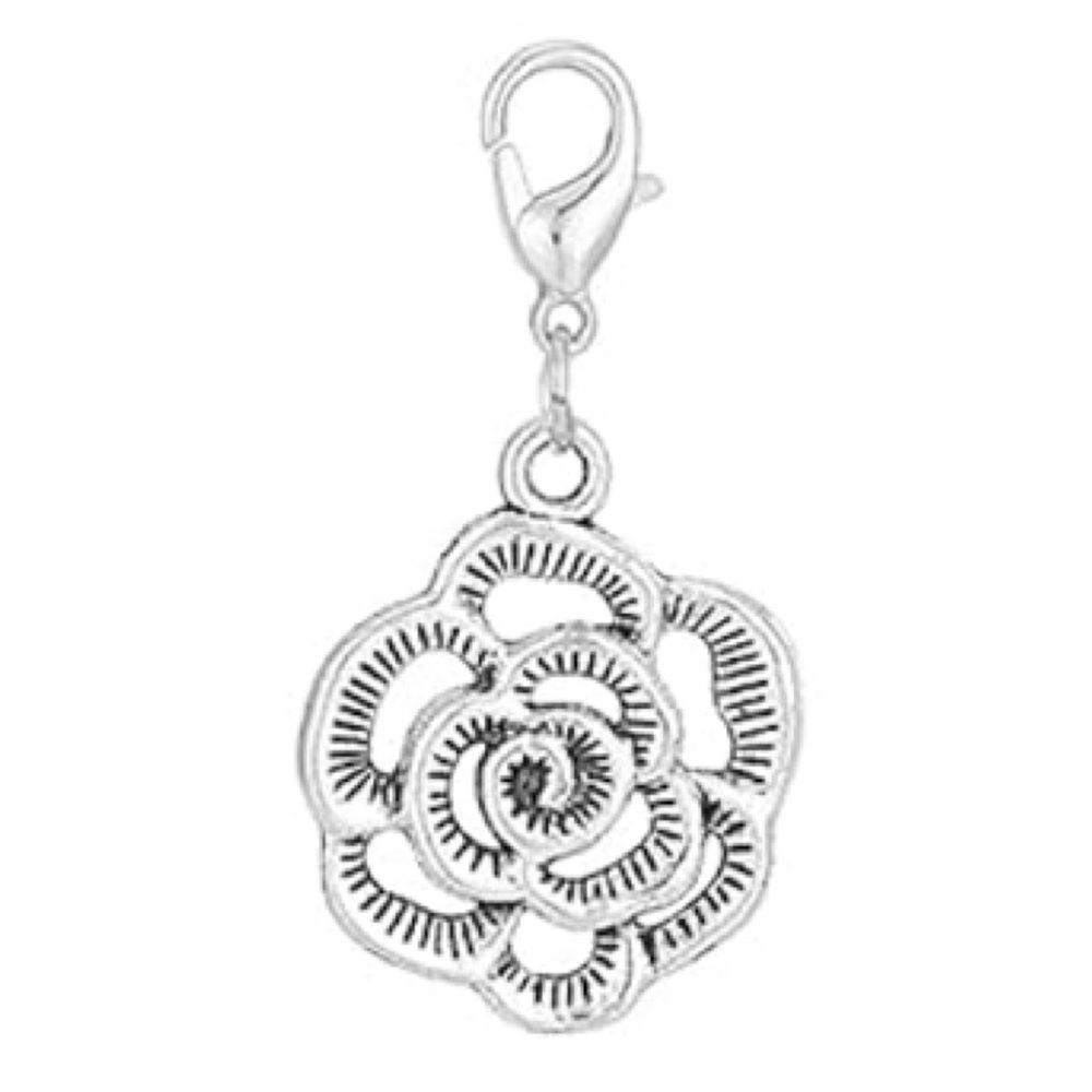 🌸NEW Silver Camellia Flower Mini Bag Charm/ Zipper Pull Charm/ Keychain